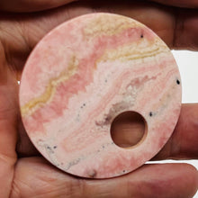 Load image into Gallery viewer, 1 Natural Lacy Pink Rhodochrosite 50mm Pi Circle Pendant
