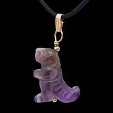 Load image into Gallery viewer, Purple Dinosaur Amethyst Tyrannosaurus Rex 14K Gold-Filled Pendant
