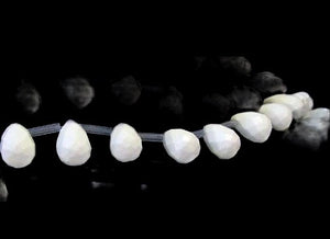 Simply Elegant Natural White Agate Briolette 12x8mm Bead Strand 108985