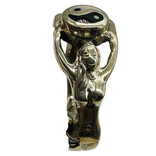 Load image into Gallery viewer, Yin Yang Black Agate Mother of Pearl Sterling Silver Ring Size 6 Designer
