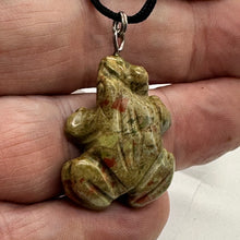 Load image into Gallery viewer, Unakite Stone Frog Pendant Necklace |1 1/4&quot; Long | Green, Pink | 1 Pendant |
