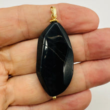 Load image into Gallery viewer, Natural Blue Tiger Eye Faceted Flat Oval Nugget Pendant 2" Blue Black Gemstone
