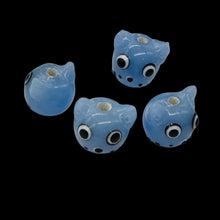 Load image into Gallery viewer, Kitty Cat Ceramic Round Beads | 15mm | Lavender Blue | 4 Beads |
