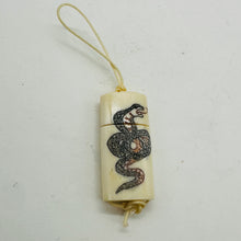 Load image into Gallery viewer, Year of the Snake 2025 Skrimshaw Pendant | 1 1/2" Long| Cream, Brown, Blue, Red|
