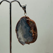Load image into Gallery viewer, Blue Chalcedony Druzy Sparkling Cave Sterling Silver Pendant | 2"Long |
