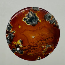 Load image into Gallery viewer, Limbcast Moss Agate Disc Pendant Bead | 33x2mm | Orange, White | 1 Bead |
