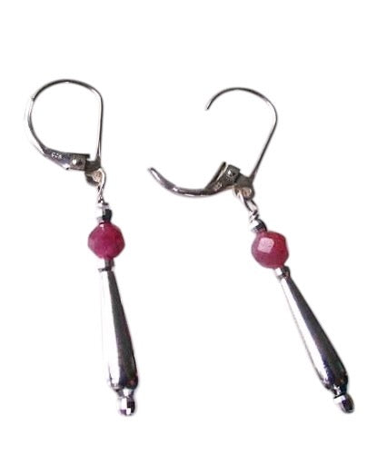 Glam Natural Purple-Red Sapphire & Silver Earrings 306618F