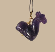 Load image into Gallery viewer, Graceful! Carved Amethyst Giraffe 22K Vermeil Gold Pendant 509267AMG
