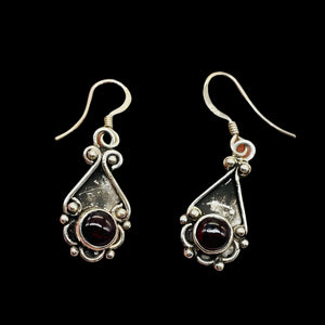 Stellar Red Garnet Sterling Silver Drop/Dangle Earrings | 1 1/4" Long |
