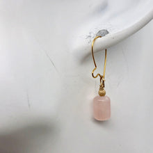 Load image into Gallery viewer, Madagascar Rose Quartz Tube Bead 14k Gold Filled Semi Precious Stone Earrings
