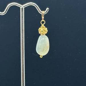 Aquamarine 14K Gold Filled Drop Pendant | 1 1/2" Long | Aqua | 1 Pendant |