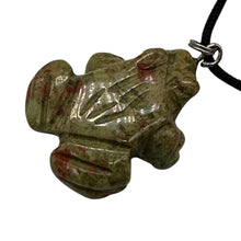 Load image into Gallery viewer, Unakite Stone Frog Pendant Necklace |1 1/4&quot; Long | Green, Pink | 1 Pendant |
