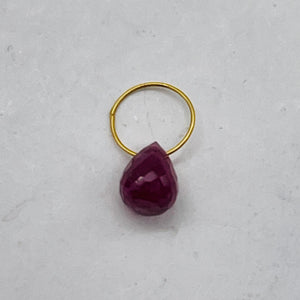 Natural Untreated Red Ruby 18K Briolette Bead Pendant | .91cts (TCW) | 5.5x4mm|