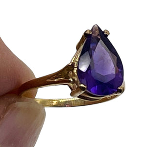 Amethyst Pear Cur 10K Yellow Gold Ring | Size 6.75 | Purple | 1 Ring |