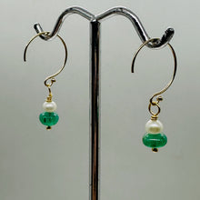 Load image into Gallery viewer, Emerald AAA Gemstone Earrings with 14K Yellow Gold Filled Findings| 3/4" Long |
