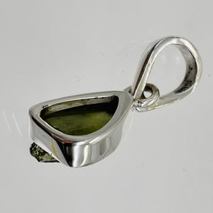 Moldavite 9.13ct Sterling Silver Triangle Pendant | 3/4" Long| Green| 1 Pendant|