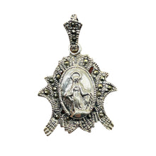 Load image into Gallery viewer, Marcasite Sterling Silver Virgin Mary Pendant | 1&quot; Long | 1 Pendant
