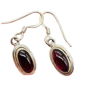 Fabulous Red Garnet Sterling Silver Drop/Dangle Earrings! | 1" Long |