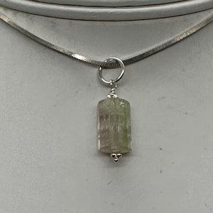 Natural Watermelon Tourmaline Sterling Silver Pendant | Pale Green, Pink. Clear|