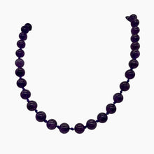 Load image into Gallery viewer, Royal Amethyst Necklace Knotted on Silk | 8mm |Round | 32&quot; Long | Purple | 1 |
