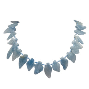 Natural Aquamarine Leaf Bead Strand | 145cts | 22x10x5 - 16x10x4mm | 35 Beads |