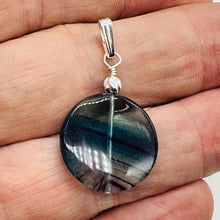 Load image into Gallery viewer, Fluorite Aurora Borealis Sterling Silver Pendant | 1 1/2&quot; Long | Blue/Purple |
