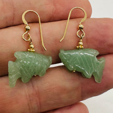 Load image into Gallery viewer, Aventurine Koi Fish 14kgf Yellow Gold Earrings | Semi Precious Stone Jewelry |

