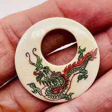 Load image into Gallery viewer, Dragon Round Pendant Bead | 35x4mm | Red White Green | 1 Bead |
