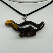 Load image into Gallery viewer, Tiger Eye Diplodocus Dinosaur Pendant | 3/4&#39; Long | Bronze | 1 Pendant Necklace|

