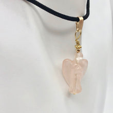 Load image into Gallery viewer, Rose Quartz Angel Pendant Necklace | Semi Precious Stone Jewelry | 14kgf Pendant
