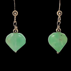 Chrysoprase Hearts 14K Gold Earrings Delightful | 1 3/8" Long |