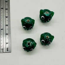Load image into Gallery viewer, Kitty Cat Ceramic Round Beads | 15mm | Juniper Green | 4 Beads |
