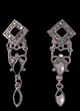 Load image into Gallery viewer, ! Shimmer! Silvertone &amp; White Crystal Fashion Earrings 10079C
