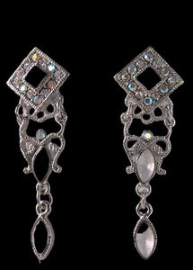! Shimmer! Silvertone & White Crystal Fashion Earrings 10079C
