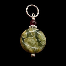 Load image into Gallery viewer, Raintree Rhyolite Jasper Sterling Silver Pendant | 1&quot; Long | Green, Pink |
