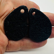 Load image into Gallery viewer, Lava Stone Carved Teardrop Pendant Beads | 48x34x7mm | Black | 2 Beads |
