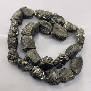 Pyrite Crystals Nugget Strand | 21x17x9 to 16x15x12mm | Silver Gold | 22 Beads|