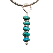 Load image into Gallery viewer, Turquoise Natural Rondelles Sterling Silver Pendant | Blue | 1 1/4&quot; Long |

