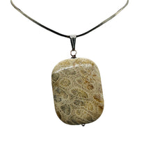 Load image into Gallery viewer, Coral Fossilized with Flower-Like Inclusions Sterling Silver Pendant | 2&quot; Long |
