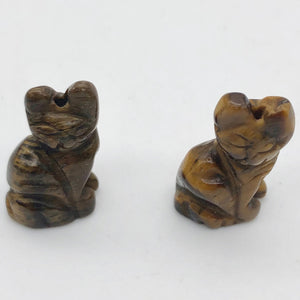 Adorable Tigereye Kitty Cat Figurine | 20x12x9mm | Golden Brown