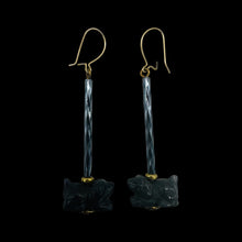 Load image into Gallery viewer, Hand Carved Sodalite Dog Puppy and 14Kgf Earrings 6142
