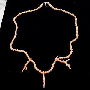 AAA Natural Salmon Branch Coral & Sterling Silver 18 inch Necklace 202600