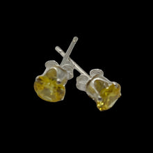 Load image into Gallery viewer, November Birthstone 5mm Lab Citrine Sterling Silver Earrings

