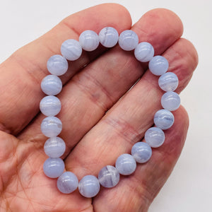 Blue Lace Agate 7" Strand Round Beads | 8mm | Blue | 21 Beads |