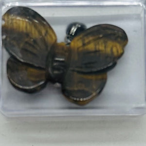 Tiger Eye Stone Butterfly Pendant | 1" Long | Bronze | 1 Pendant Necklace |