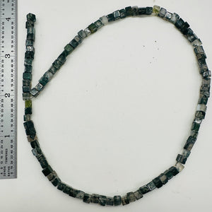 Exquisite Natural Moss Agate 4mm Cube Bead Strand 109471