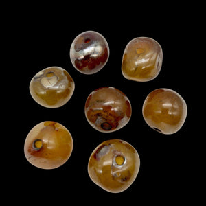 Dark Gemmy Rounded Carnelian Agate Beads | Aprox 17x15mm | Rounded | 7 Beads |