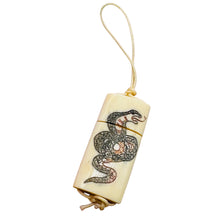 Load image into Gallery viewer, Year of the Snake 2025 Skrimshaw Pendant | 1 1/2" Long| Cream, Brown, Blue, Red|
