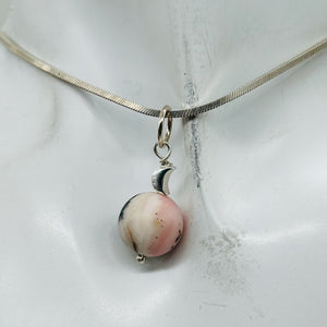 Pink Peruvian Opal Matte Finish Drop Pendant | Pink, Black | 1 1/4" Long |