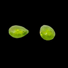 Load image into Gallery viewer, Gem Faceted Peridot Briolette Beads Matched Pair 6694P
